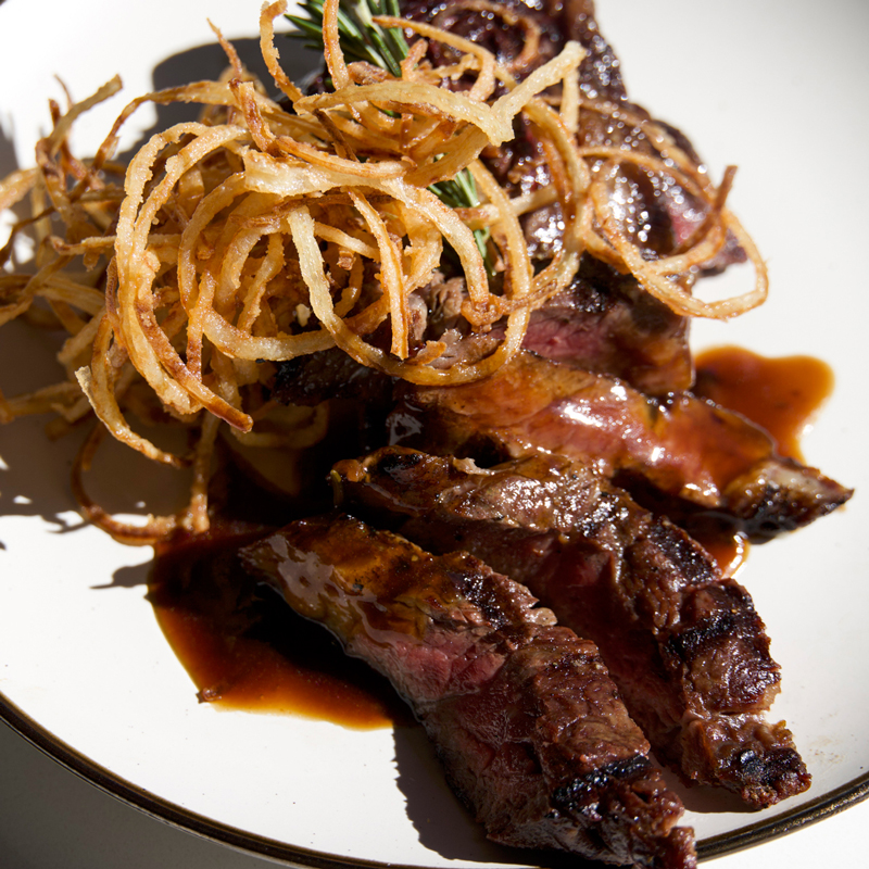 steak and fried onion dish