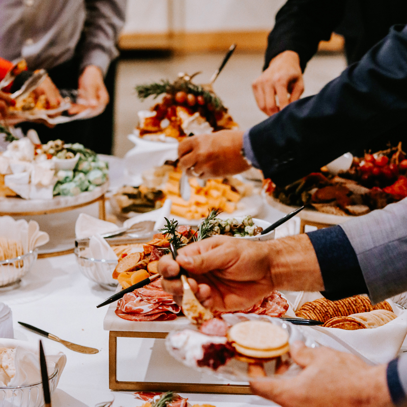 people getting Hors d'oeuvres
